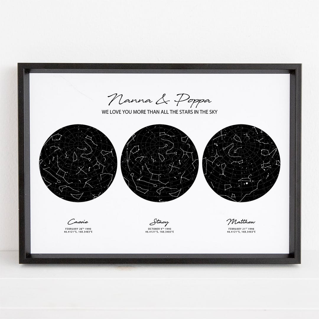 Multiple Star Maps - personalised piece of art