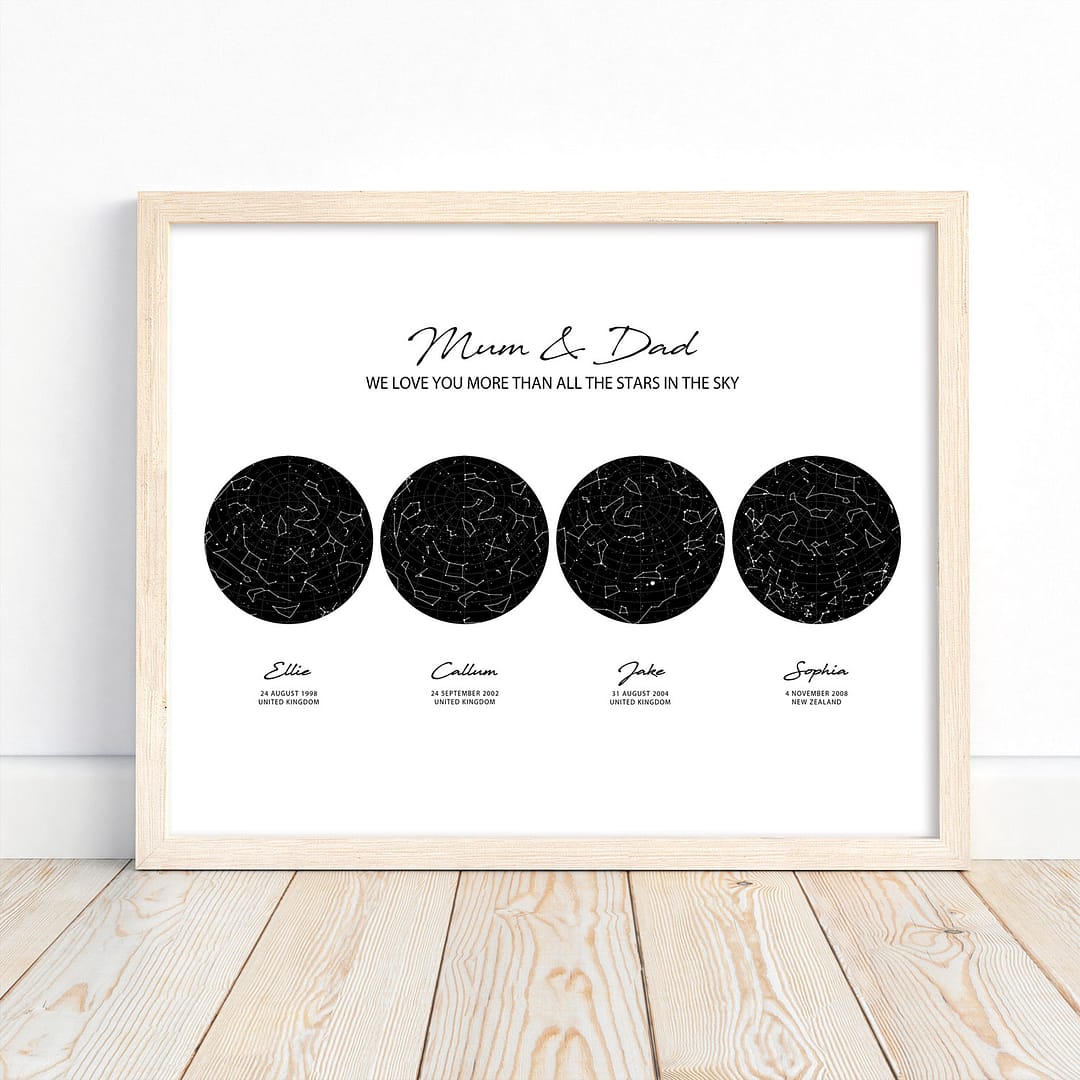 Multiple Star Maps - personalised piece of art