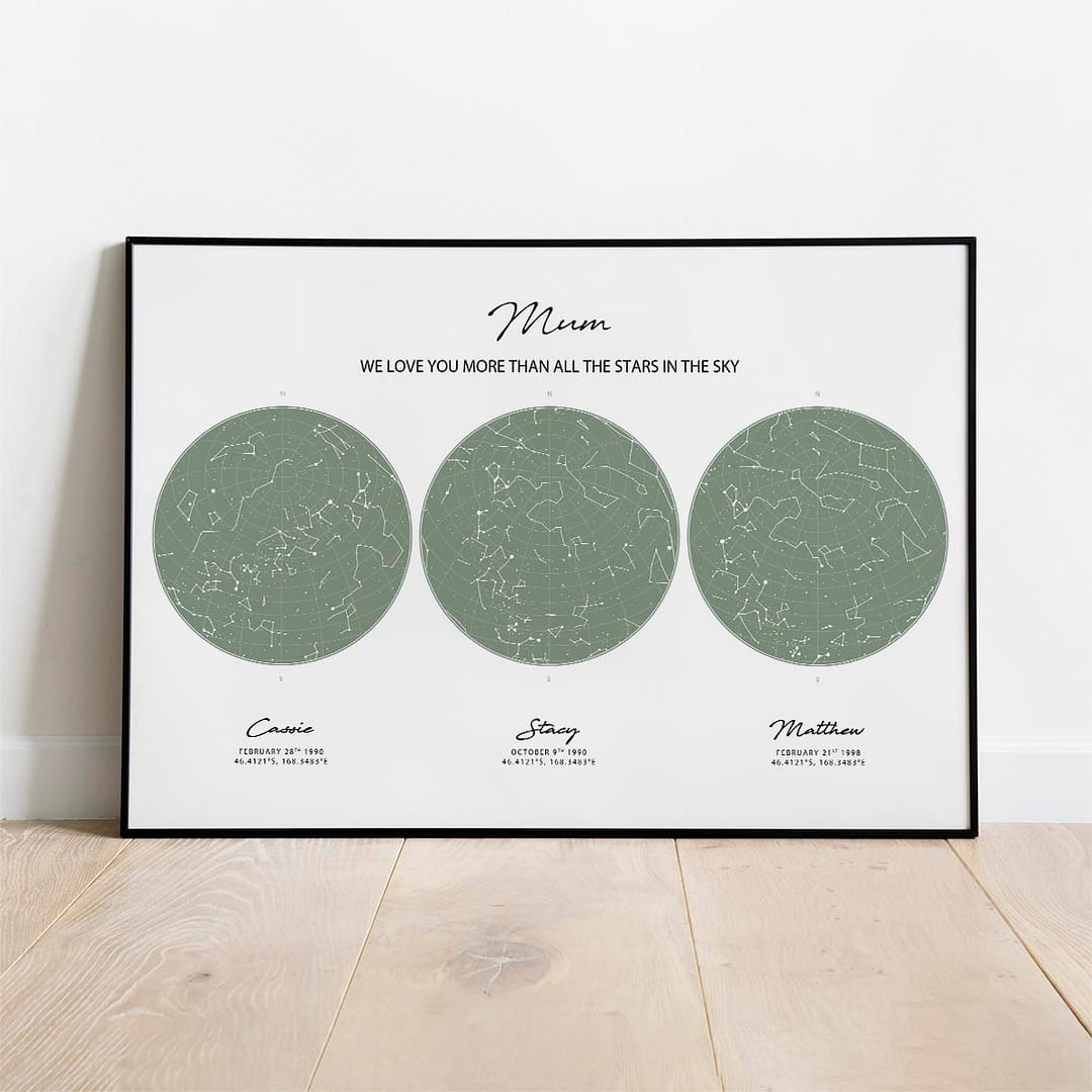 Multiple Star Maps - personalised piece of art